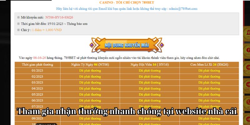 Tham gia nhận thưởng nhanh chóng tại website nhà cái